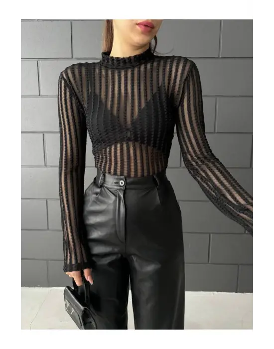 Zarif Transparan Tül Bluz