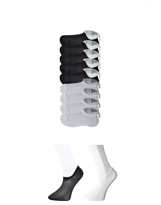 Omarı Görünmez Çorap Seti - Siyah Beyaz Erkek 9 Çift