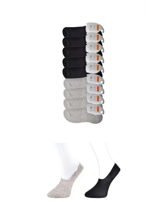 Omarı Stil Sahibi Siyah ve Gri Erkek Babet Çorap Seti