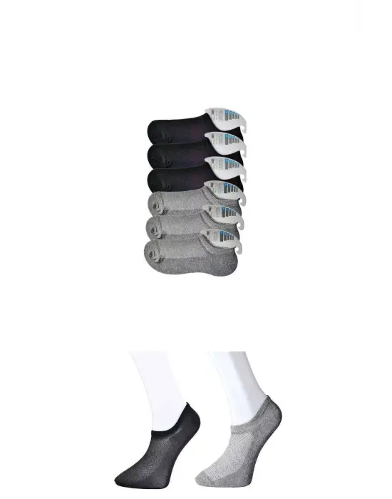 Omarı Görünmez Erkek Çorap Seti Siyah ve Gri Tonlarında