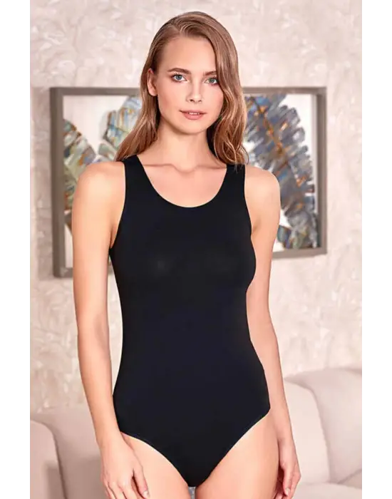 Omarı Siyah Geniş Askılı Kancalı Vücut Giysisi