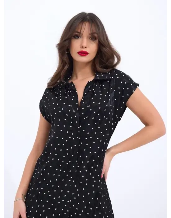 Omarı Derin V Yaka Siyah Tulum