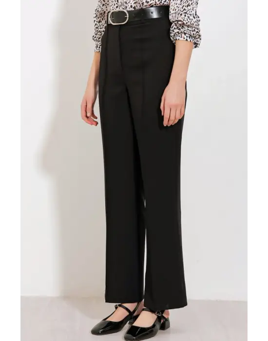 Siyah Yüksek Bel Kumaş Pantolon 6584