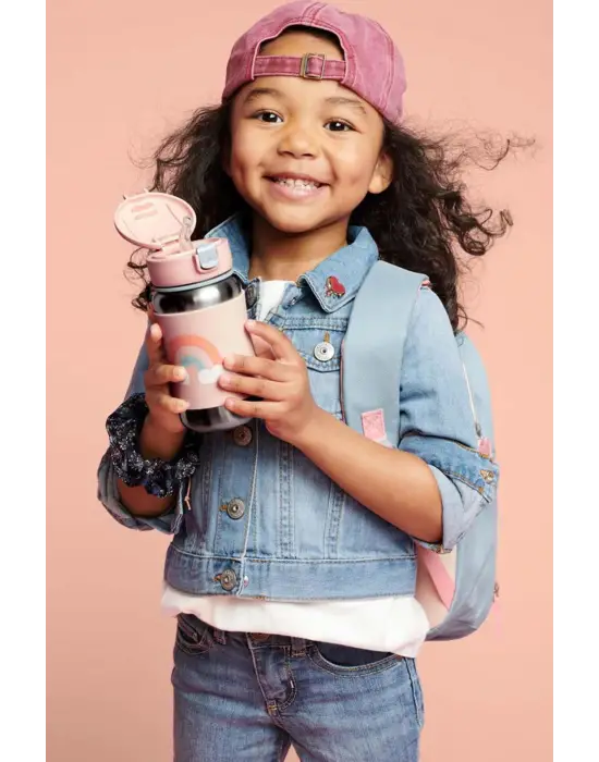 Skip Hop Zoo Pipetli Paslanmaz Çelik Suluk 350 ml Gökkuşağı