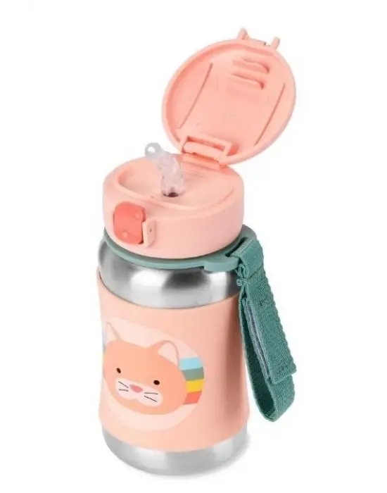 Skip Hop Zoo Pipetli Paslanmaz Çelik Suluk 350 ml Kedi