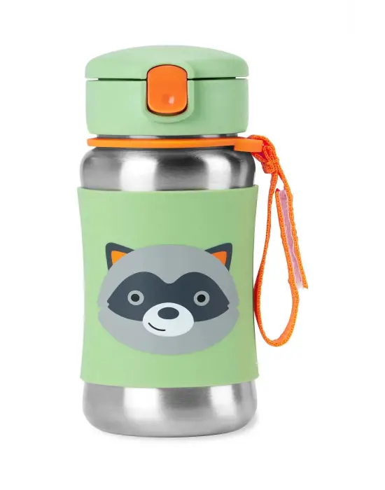 Skip Hop Zoo Pipetli Paslanmaz Çelik Suluk 350 ml Rakun
