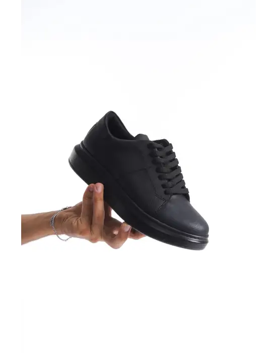 Omarı Boost Bağcıklı Erkek Günlük Sneaker Ayakkabı - Siyah
