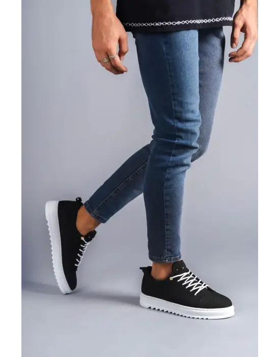 Omarı Hafif ve Şık Keten Erkek Günlük Ayakkabı - Siyah