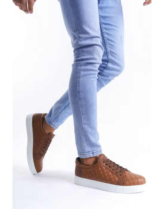 Omarı Taba Renkli Kapitone Desenli Erkek Günlük Sneaker Ayakkabı