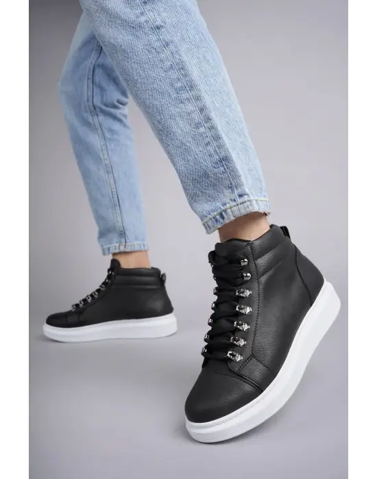 Omarı Bağcıklı Siyah Erkek Günlük Spor Bot