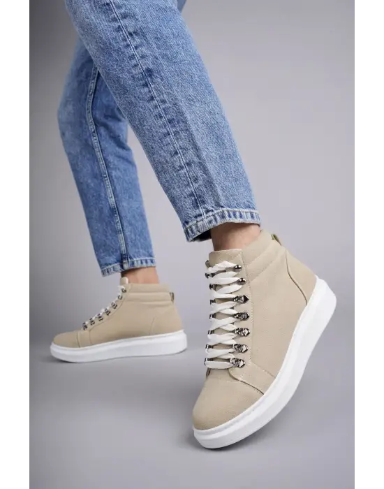 Omarı Rahat ve Şık Ottawa Bağcıklı Erkek Günlük Bot - Krem