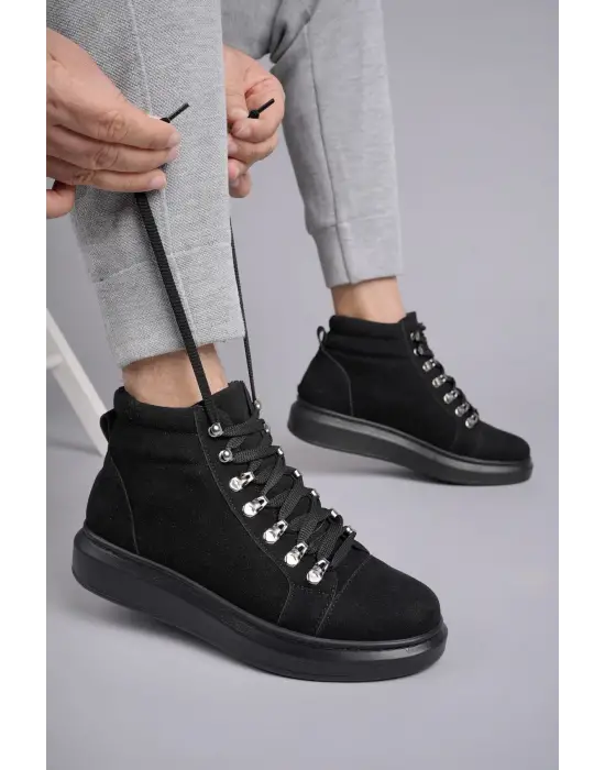 Omarı Siyah Ottawa Bağcıklı Süet Erkek Günlük Bot