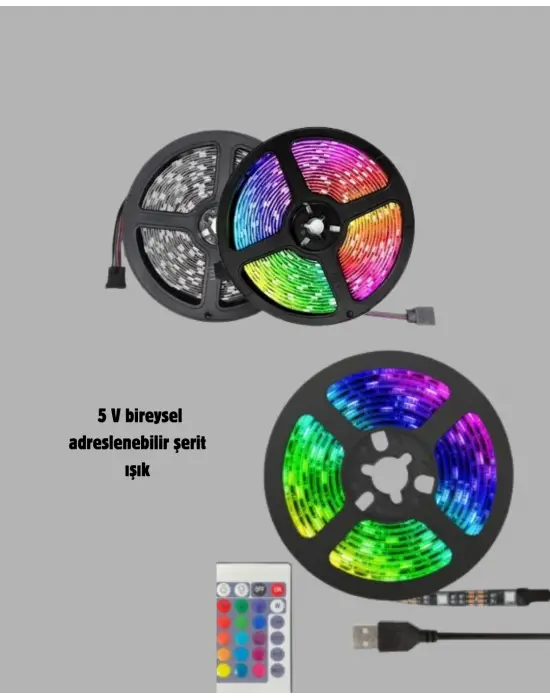 Smart Şerit Led Işık – Uzaktan Kumandalı, Usb Girişli, Müzik Modlu