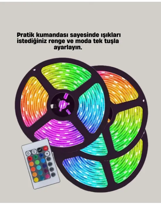 Smart Şerit Led Kumandalı Usb Enerjili Suya Dayanıklı Dekoratif Aydınlatma