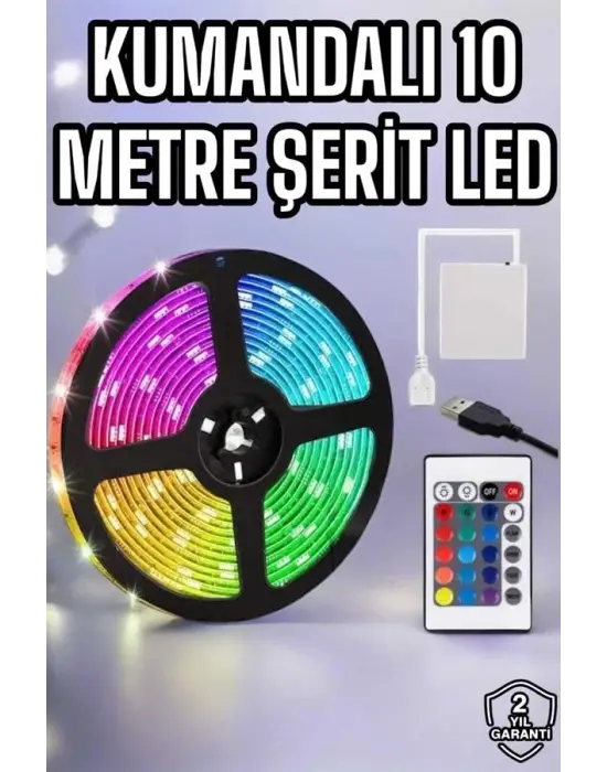 Smart Şerit Led Tv Arkası Renkli Kumandalı 10 Metre
