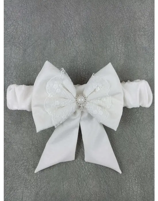 Omarı Yenidoğan Taç Nakışlı Delüks Kundak Battaniyesi - Ekru