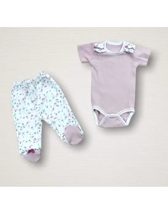 Omarı Havadar Bahar Çiçekleri Desenli 10 Parça Zıbın Takımı