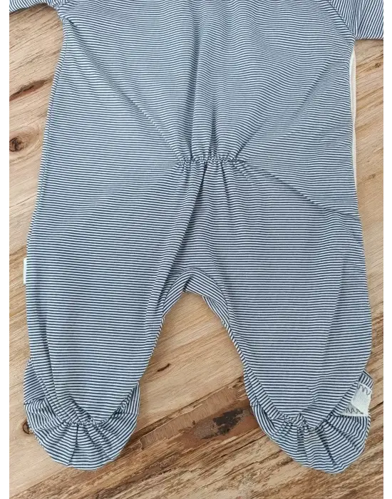 Omarı Lacivert Papyonlu Bebek Tulumu Çıtçıt Kapama İle