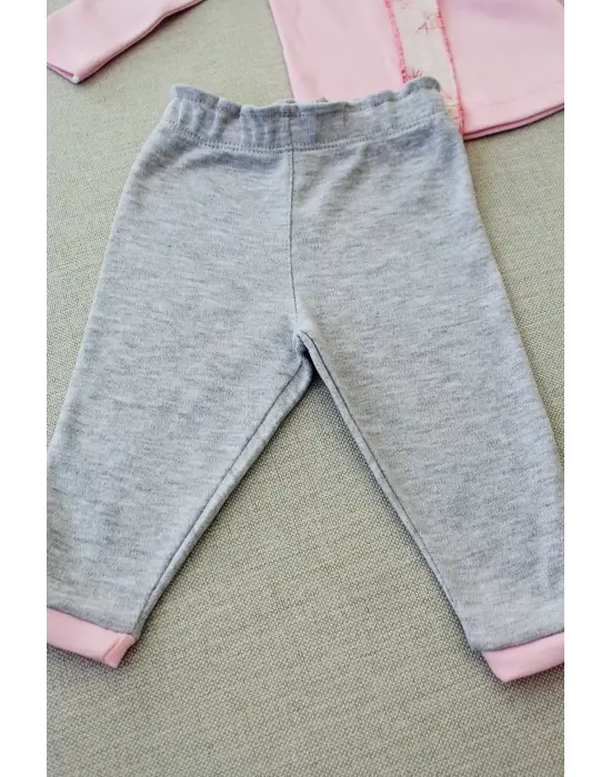 Omarı Fırfır Detaylı Bandanalı Kız Bebek Sweat Takımı