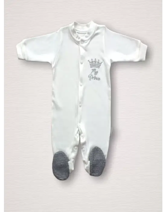 Omarı Şık Nakışlı Gri Hastane Çıkışı Zıbın Takımı