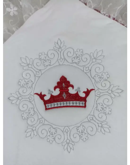 Omarı İnci Fiyonklu Yenidoğan Dantel Duvaklı Bebek Battaniye - Bordo