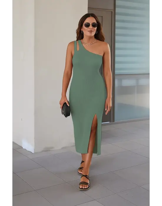 Omarı Şık Kadın Tek Omuzlu Ottoman Elbise