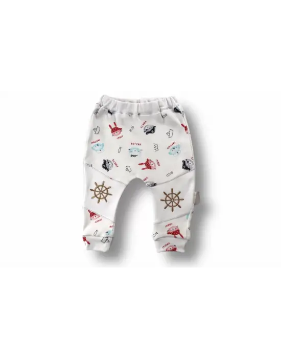 Omarı Minik Korsan Nakışlı Bebek Takımı Ekru