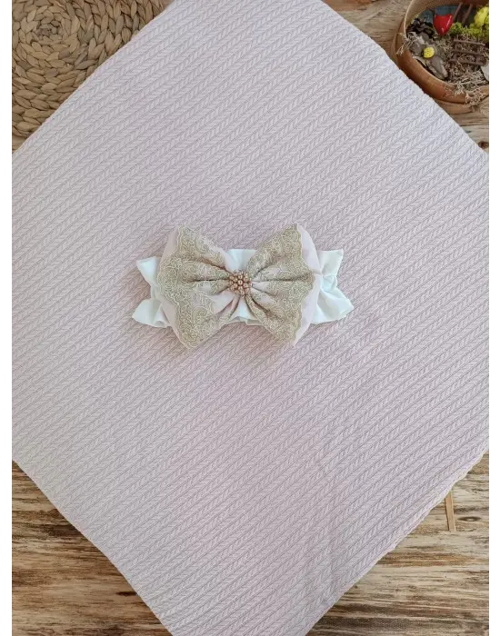 Omarı Prizma Taşlı Yenidoğan Bebek Battaniyesi - Pembe