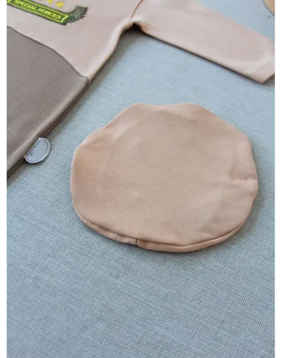 Omarı Özel Kuvvetler Nakışlı Bebek Tulumu Sütlü Kahve