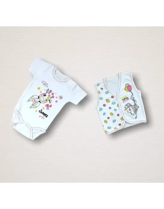 Omarı Zürafa Nakışlı Hastane Çıkışı 10lu Ekru Zıbın Takımı