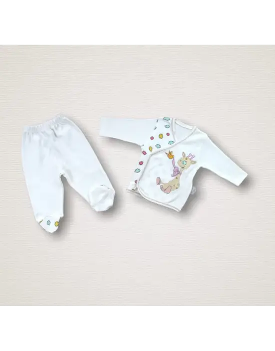 Omarı Zürafa Nakışlı Hastane Çıkışı 10lu Ekru Zıbın Takımı