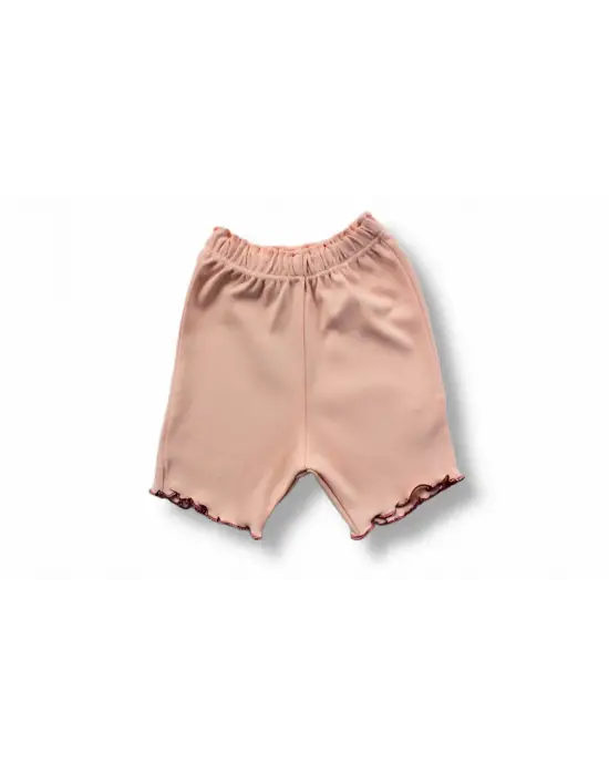 Omarı Bandanalı Kısa Kollu Sweat 3lü Kız Bebek Takımı - Gül Kurusu