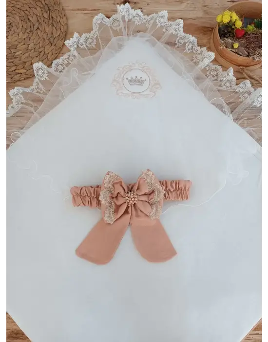 Omarı Yenidoğan Pamuk Papatya Desenli Unisex Bebek Battaniyesi Kahverengi