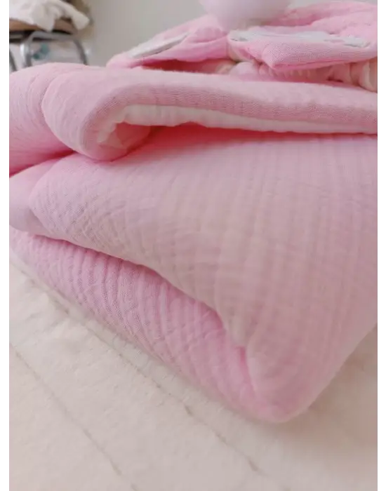Omarı Yenidoğan Müslin Kumaş Bebek Battaniyesi Pembe