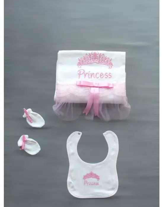 Omarı Nakışlı Prenses Zıbın Takımı Pembe