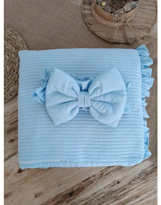 Omarı Yenidoğan Tericotton Kumaş Multi Mevsimlik Bebek Battaniyesi Mavi