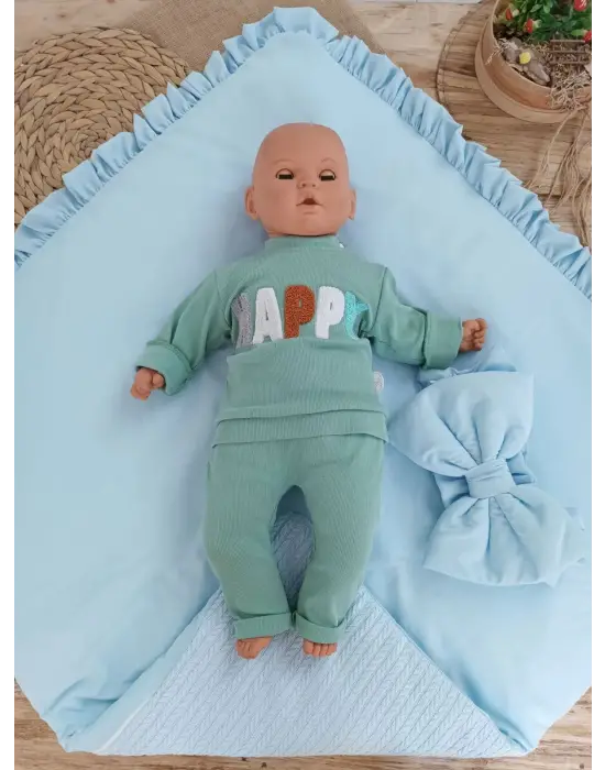 Omarı Yenidoğan Tericotton Kumaş Multi Mevsimlik Bebek Battaniyesi Mavi