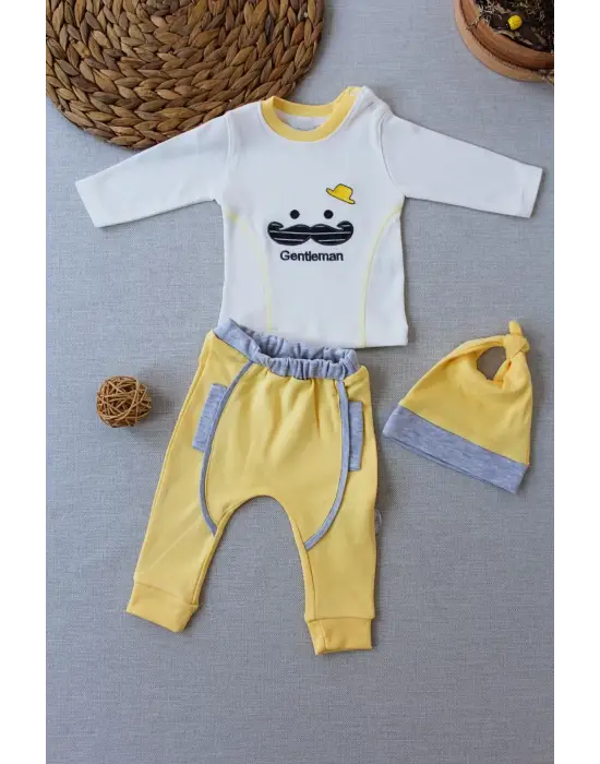 Omarı Gentleman Erkek Bebek Takımı Sarı