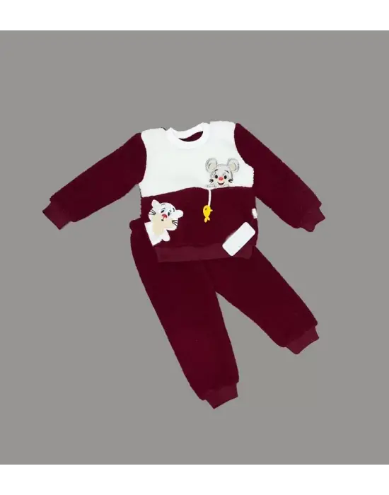 Omarı Sevimli Balık Nakışlı Kuzu Kumaş Sweat Pantolon Takımı