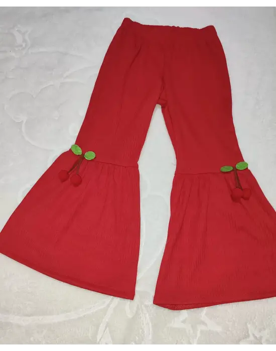 Omarı Kiraz Baskılı İspanyol Paçalı Kız Çocuk Takımı