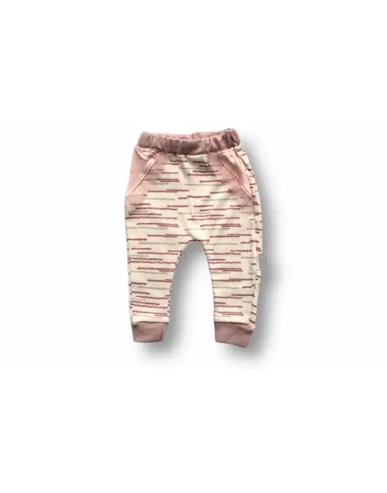 Omarı Pembe Ördek Nakışlı Bebek Sweatli Takımı