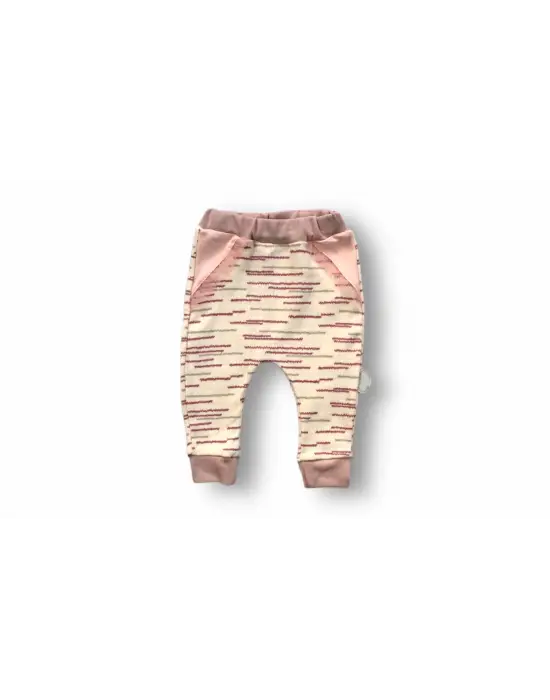 Omarı Nakışlı Şapkalı Uzun Kollu Bebek Takımı Pembe