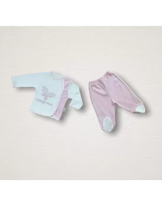 Omarı Nakışlı Uçan Kelebekler 10lu Hastane Çıkışı Zıbın Takımı - Pembe