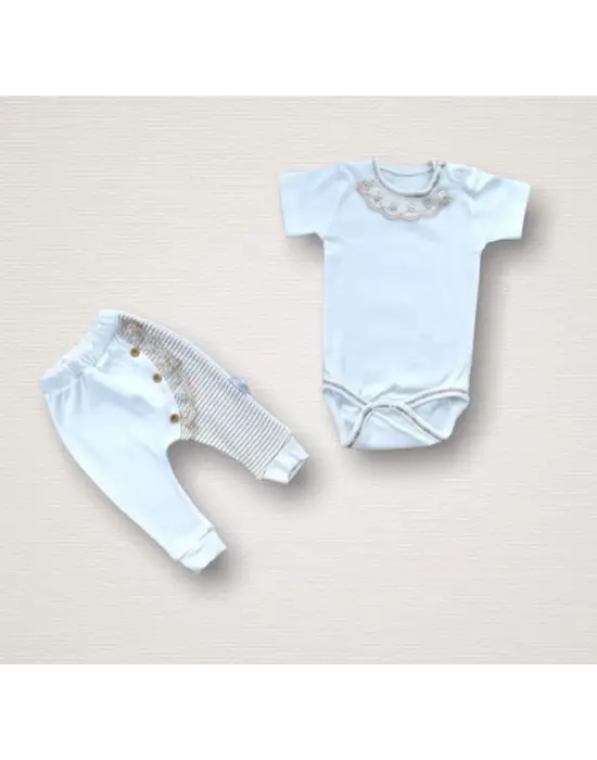 Omarı Minik Sincaplı Ekru Zıbın Takımı