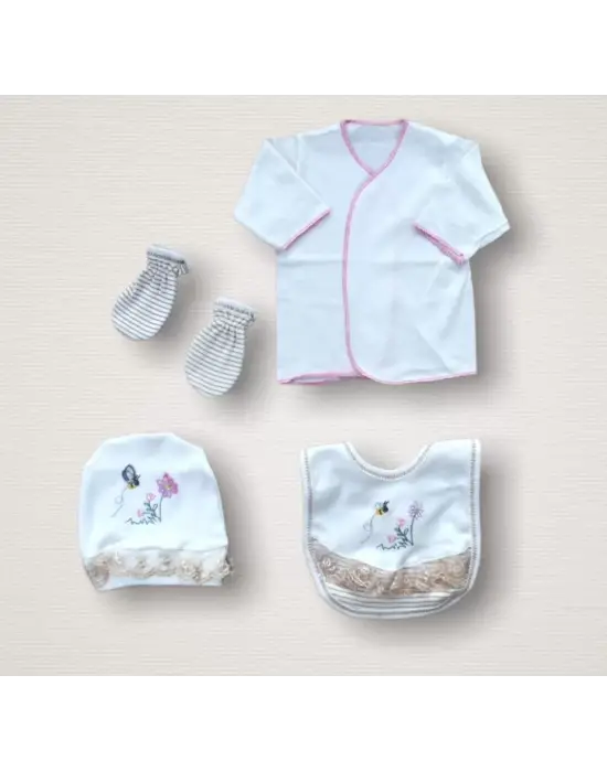 Omarı Minik Sincaplı Ekru Zıbın Takımı