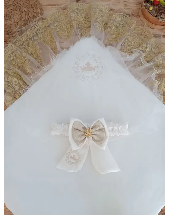 Omarı Yenidoğan Nakışlı Plazma Taşlı Bebek Battaniyesi