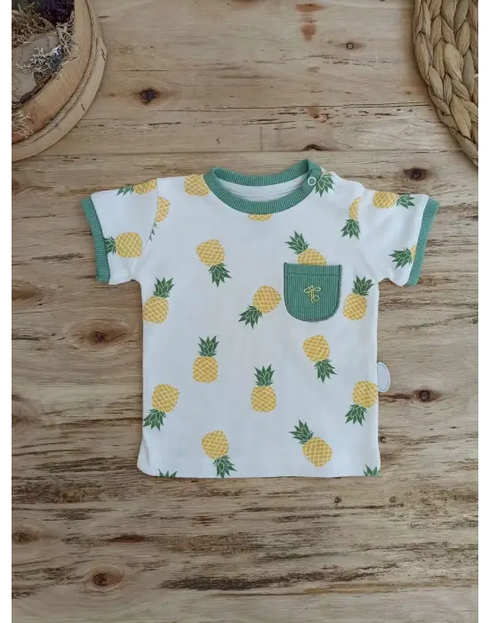 Omarı Ananas Desenli Bebek Takımı Yeşil