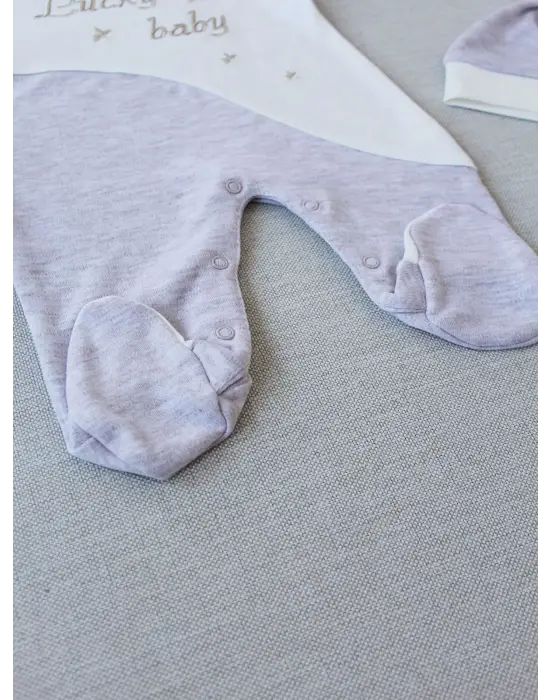 Omarı Lucky Baby Nakışlı Erkek Bebek Tulumu