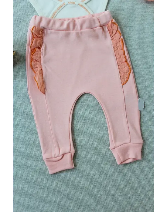 Omarı Hello Nakışlı Kruvaze Bandanalı Bebek Takımı