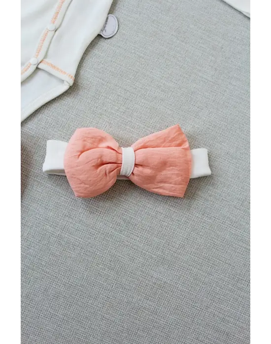 Omarı Hello Nakışlı Kruvaze Bandanalı Bebek Takımı